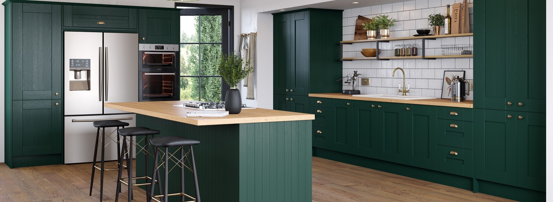 Cartmel Fir Green Shaker kitchen Doors