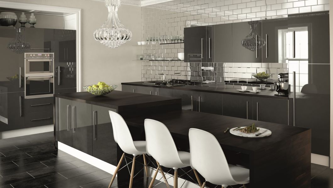 Zurfiz Ultra-Gloss Metallic Anthracite Kitchen