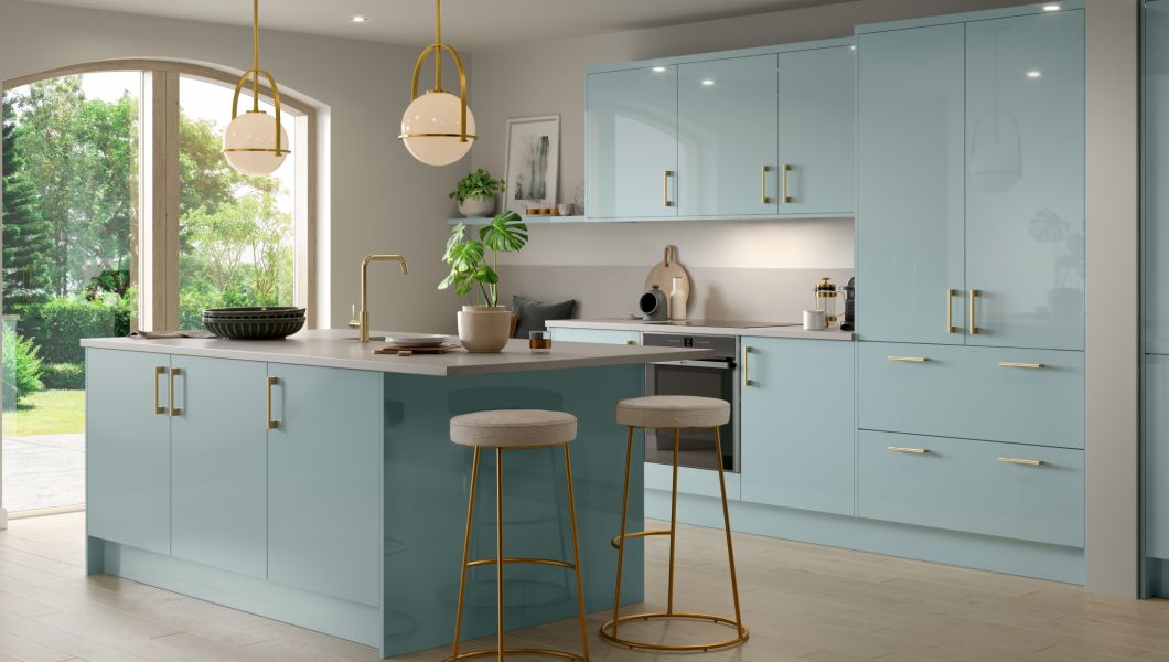 Zurfiz Ultra-Gloss Metallic Blue Kitchen