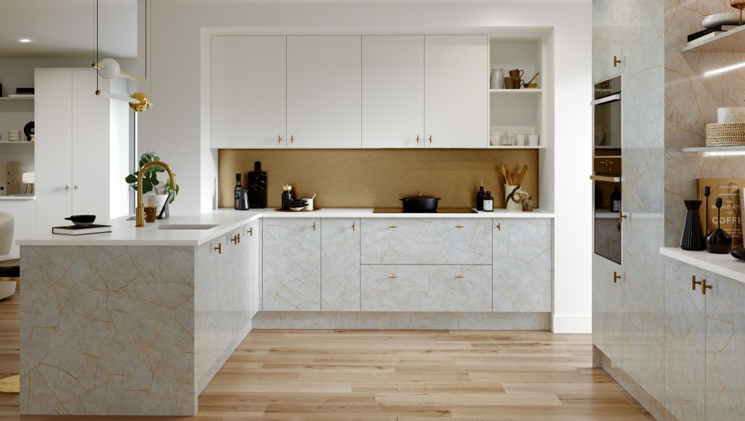 Zurfiz Gloss Porcelain Gold Light Kitchen