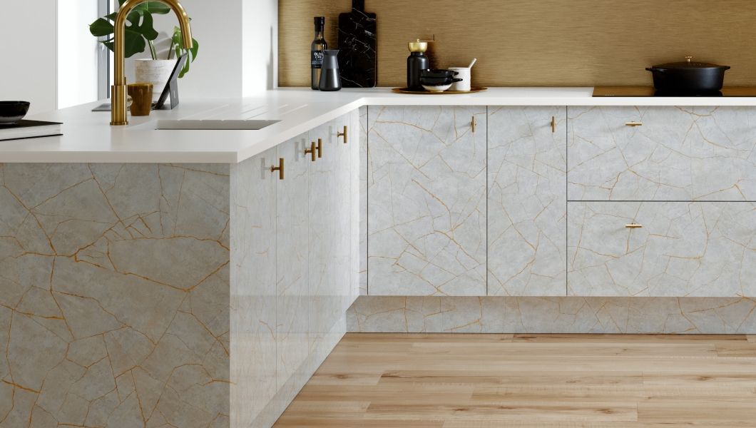 Zurfiz Ultra-Gloss Porcelain Gold Light island