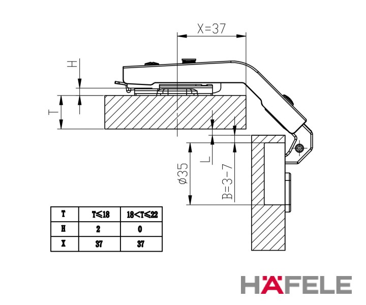 Metalla 135° Bi-fold Corner Hinge dimensions
